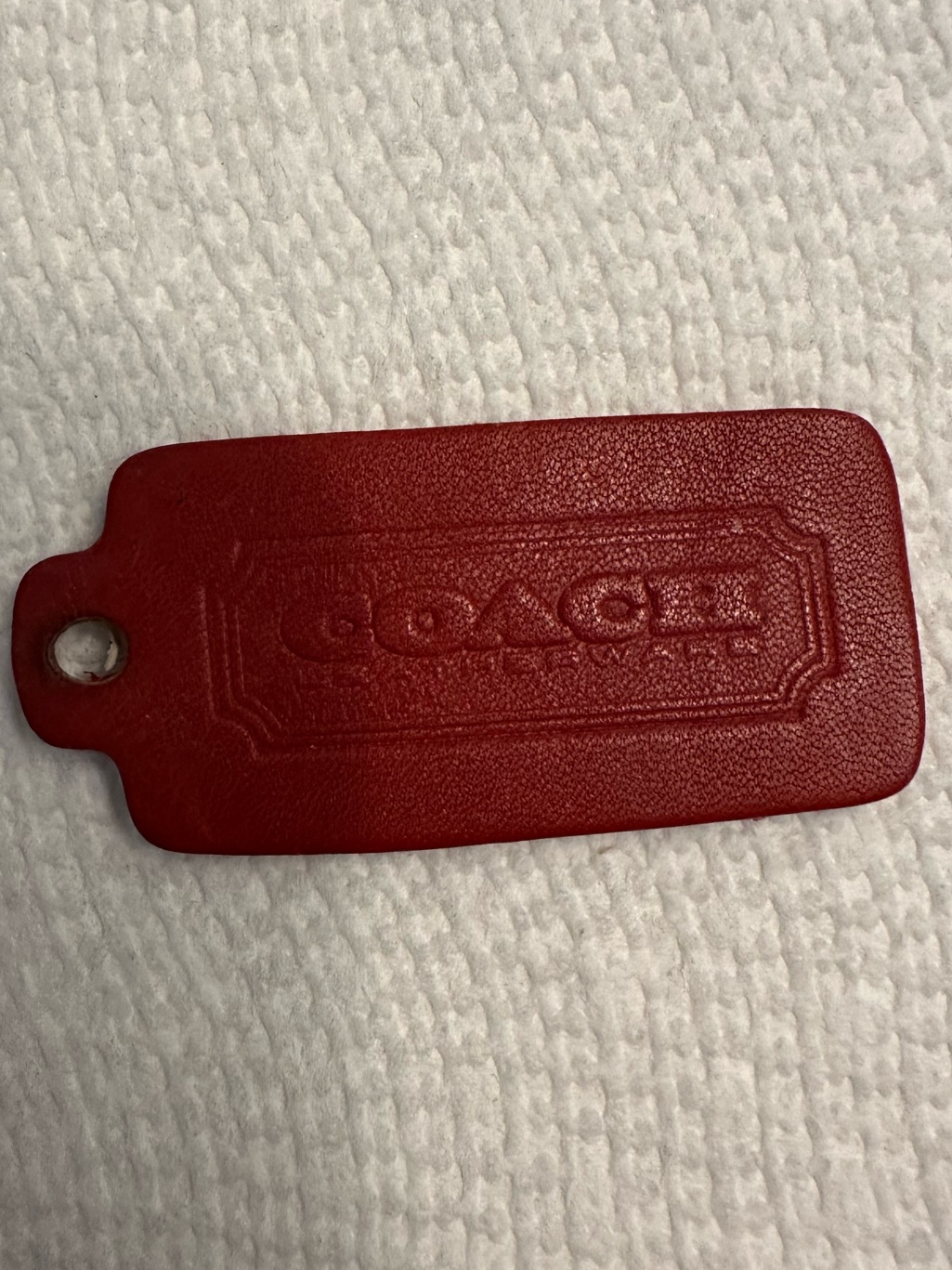 Vintage Coach Leatherware Red One Sided Hang Tag Vintage Coach Leatherware Red One Sided Hang Tag